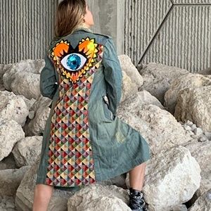 Luxury trench Jacket Hand Made Active